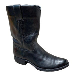 Vtg 1960s-70s Dan Post Women Short Western Roper Biker Boot Black SPAIN 10.5 B